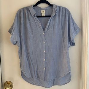 Button Up Striped Short Sleeve Shirt